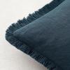 MIULEE Christmas Decorative Throw Pillow Covers Neutral Linen Fringe Throw Pillows Set of 2 Natural Beige Boho Farmhouse Cushion Covers with Tassels for Couch Sofa Bed Living Room Decor 18×18 Inch(Navy Blue)