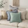 MIULEE Christmas Decorative Throw Pillow Covers Neutral Linen Fringe Throw Pillows Set of 2 Natural Beige Boho Farmhouse Cushion Covers with Tassels for Couch Sofa Bed Living Room Decor 18×18 Inch(Aqua Green)