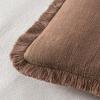 MIULEE Christmas Decorative Throw Pillow Covers Neutral Linen Fringe Throw Pillows Set of 2 Natural Beige Boho Farmhouse Cushion Covers with Tassels for Couch Sofa Bed Living Room Decor 18×18 Inch(Dark Coffee)