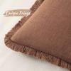 MIULEE Christmas Decorative Throw Pillow Covers Neutral Linen Fringe Throw Pillows Set of 2 Natural Beige Boho Farmhouse Cushion Covers with Tassels for Couch Sofa Bed Living Room Decor 18×18 Inch(Brick)