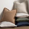 MIULEE Christmas Decorative Throw Pillow Covers Neutral Linen Fringe Throw Pillows Set of 2 Natural Beige Boho Farmhouse Cushion Covers with Tassels for Couch Sofa Bed Living Room Decor 18×18 Inch(Light Olive Green)