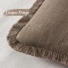 MIULEE Christmas Decorative Throw Pillow Covers Neutral Linen Fringe Throw Pillows Set of 2 Natural Beige Boho Farmhouse Cushion Covers with Tassels for Couch Sofa Bed Living Room Decor 18×18 Inch(Cocoa Brown)