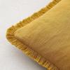 MIULEE Christmas Decorative Throw Pillow Covers Neutral Linen Fringe Throw Pillows Set of 2 Natural Beige Boho Farmhouse Cushion Covers with Tassels for Couch Sofa Bed Living Room Decor 18×18 Inch(Mustard Yellow)