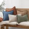 MIULEE Christmas Decorative Throw Pillow Covers Neutral Linen Fringe Throw Pillows Set of 2 Natural Beige Boho Farmhouse Cushion Covers with Tassels for Couch Sofa Bed Living Room Decor 18×18 Inch(Blue Ashes)