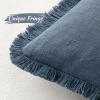 MIULEE Christmas Decorative Throw Pillow Covers Neutral Linen Fringe Throw Pillows Set of 2 Natural Beige Boho Farmhouse Cushion Covers with Tassels for Couch Sofa Bed Living Room Decor 18×18 Inch(Blue Ashes)