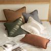 MIULEE Christmas Decorative Throw Pillow Covers Neutral Linen Fringe Throw Pillows Set of 2 Natural Beige Boho Farmhouse Cushion Covers with Tassels for Couch Sofa Bed Living Room Decor 18×18 Inch(Olive Green)