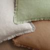 MIULEE Christmas Decorative Throw Pillow Covers Neutral Linen Fringe Throw Pillows Set of 2 Natural Beige Boho Farmhouse Cushion Covers with Tassels for Couch Sofa Bed Living Room Decor 18×18 Inch(Sage Green)