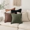 MIULEE Christmas Decorative Throw Pillow Covers Neutral Linen Fringe Throw Pillows Set of 2 Natural Beige Boho Farmhouse Cushion Covers with Tassels for Couch Sofa Bed Living Room Decor 18×18 Inch(Dark Coffee)