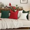 MIULEE Christmas Decorative Throw Pillow Covers Neutral Linen Fringe Throw Pillows Set of 2 Natural Beige Boho Farmhouse Cushion Covers with Tassels for Couch Sofa Bed Living Room Decor 18×18 Inch(Red)