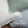 MIULEE Christmas Decorative Throw Pillow Covers Neutral Linen Fringe Throw Pillows Set of 2 Natural Beige Boho Farmhouse Cushion Covers with Tassels for Couch Sofa Bed Living Room Decor 18×18 Inch(Sky Blue)