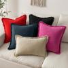 MIULEE Christmas Decorative Throw Pillow Covers Neutral Linen Fringe Throw Pillows Set of 2 Natural Beige Boho Farmhouse Cushion Covers with Tassels for Couch Sofa Bed Living Room Decor 18×18 Inch(Hot Pink)
