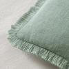 MIULEE Christmas Decorative Throw Pillow Covers Neutral Linen Fringe Throw Pillows Set of 2 Natural Beige Boho Farmhouse Cushion Covers with Tassels for Couch Sofa Bed Living Room Decor 18×18 Inch(Aqua Green)