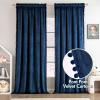 MIULEE Christmas Emerald Green Pom Pom Velvet Curtains for Bedroom/Living Room Darkening Thermal Insulating 84 Inches Long Blackout Curtain with Rod Pocket for Girls Room/Nursery/Home Theater Set of 2(Navy Blue)
