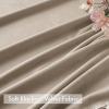 MIULEE Christmas Emerald Green Pom Pom Velvet Curtains for Bedroom/Living Room Darkening Thermal Insulating 84 Inches Long Blackout Curtain with Rod Pocket for Girls Room/Nursery/Home Theater Set of 2(Camel Beige)