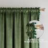 MIULEE Christmas Emerald Green Pom Pom Velvet Curtains for Bedroom/Living Room Darkening Thermal Insulating 84 Inches Long Blackout Curtain with Rod Pocket for Girls Room/Nursery/Home Theater Set of 2(Olive Green)