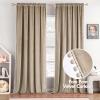 MIULEE Christmas Emerald Green Pom Pom Velvet Curtains for Bedroom/Living Room Darkening Thermal Insulating 84 Inches Long Blackout Curtain with Rod Pocket for Girls Room/Nursery/Home Theater Set of 2(Camel Beige)