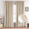 MIULEE Christmas Emerald Green Pom Pom Velvet Curtains for Bedroom/Living Room Darkening Thermal Insulating 84 Inches Long Blackout Curtain with Rod Pocket for Girls Room/Nursery/Home Theater Set of 2(Beige)