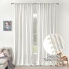 MIULEE Christmas Emerald Green Pom Pom Velvet Curtains for Bedroom/Living Room Darkening Thermal Insulating 84 Inches Long Blackout Curtain with Rod Pocket for Girls Room/Nursery/Home Theater Set of 2(Pure White)