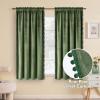 MIULEE Christmas Emerald Green Pom Pom Velvet Curtains for Bedroom/Living Room Darkening Thermal Insulating 84 Inches Long Blackout Curtain with Rod Pocket for Girls Room/Nursery/Home Theater Set of 2(Olive Green)