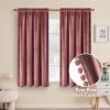 MIULEE Christmas Emerald Green Pom Pom Velvet Curtains for Bedroom/Living Room Darkening Thermal Insulating 84 Inches Long Blackout Curtain with Rod Pocket for Girls Room/Nursery/Home Theater Set of 2(Dry Rose)
