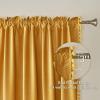 MIULEE Christmas Emerald Green Pom Pom Velvet Curtains for Bedroom/Living Room Darkening Thermal Insulating 84 Inches Long Blackout Curtain with Rod Pocket for Girls Room/Nursery/Home Theater Set of 2(Mustard Yellow)