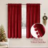 MIULEE Christmas Emerald Green Pom Pom Velvet Curtains for Bedroom/Living Room Darkening Thermal Insulating 84 Inches Long Blackout Curtain with Rod Pocket for Girls Room/Nursery/Home Theater Set of 2(Red)