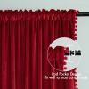 MIULEE Christmas Emerald Green Pom Pom Velvet Curtains for Bedroom/Living Room Darkening Thermal Insulating 84 Inches Long Blackout Curtain with Rod Pocket for Girls Room/Nursery/Home Theater Set of 2(Red)