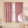 MIULEE Christmas Emerald Green Pom Pom Velvet Curtains for Bedroom/Living Room Darkening Thermal Insulating 84 Inches Long Blackout Curtain with Rod Pocket for Girls Room/Nursery/Home Theater Set of 2(Blush Pink)