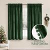 MIULEE Christmas Emerald Green Pom Pom Velvet Curtains for Bedroom/Living Room Darkening Thermal Insulating 84 Inches Long Blackout Curtain with Rod Pocket for Girls Room/Nursery/Home Theater Set of 2(Emerald Green)