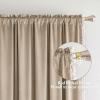 MIULEE Christmas Emerald Green Pom Pom Velvet Curtains for Bedroom/Living Room Darkening Thermal Insulating 84 Inches Long Blackout Curtain with Rod Pocket for Girls Room/Nursery/Home Theater Set of 2(Camel Beige)