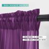 MIULEE Christmas Half Window Sheer Curtain Valance, Extra Wide Rod Pocket Voile Drape for Kitchen Cafe Bathroom Small Window One Panel 60 x 18 Inch Haute Red(Plum Purple)