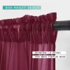 MIULEE Christmas Half Window Sheer Curtain Valance, Extra Wide Rod Pocket Voile Drape for Kitchen Cafe Bathroom Small Window One Panel 60 x 18 Inch Haute Red(Maroon Red)