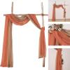 MIULEE Christmas Luxury Window Scarf Sheer Voile Elegant Topper Long Window Valance Solid Window Treatment Swags Drapes for Window Ceremony Wedding Canopy Bed 54″ x 216″ Maroon Red 1 Piece(Burnt Orange)