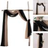 MIULEE Christmas Luxury Window Scarf Sheer Voile Elegant Topper Long Window Valance Solid Window Treatment Swags Drapes for Window Ceremony Wedding Canopy Bed 54″ x 216″ Maroon Red 1 Piece(Black)