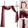MIULEE Christmas Luxury Window Scarf Sheer Voile Elegant Topper Long Window Valance Solid Window Treatment Swags Drapes for Window Ceremony Wedding Canopy Bed 54″ x 216″ Maroon Red 1 Piece(Maroon Red)