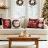 MIULEE Christmas Pillow Covers Set of 4 Plaid Throw Pillow Covers Red Tree Reindeer Wreath Winter Holiday Cushion Case Farmhouse Modern for Sofa Couch Home Decor,18×18 Inch(Red)