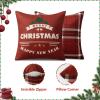 MIULEE Christmas Pillow Covers Set of 4 Plaid Throw Pillow Covers Red Tree Reindeer Wreath Winter Holiday Cushion Case Farmhouse Modern for Sofa Couch Home Decor,18×18 Inch(Red)