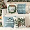MIULEE Christmas Pillow Covers Set of 4 Plaid Throw Pillow Covers Red Tree Reindeer Wreath Winter Holiday Cushion Case Farmhouse Modern for Sofa Couch Home Decor,18×18 Inch(Blue)
