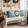 MIULEE Christmas Pillow Covers Set of 4 Plaid Throw Pillow Covers Red Tree Reindeer Wreath Winter Holiday Cushion Case Farmhouse Modern for Sofa Couch Home Decor,18×18 Inch(Blue)