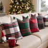 MIULEE Christmas Plaid Decorative Throw Pillow Covers Set of 2 Scottish Tartan Vintage Farmhouse Winter Cuhion Case Pillow Covers for Couch livingroom Sofa Bed Porch Home Decor 18x18inch Red(Red)