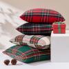 MIULEE Christmas Plaid Decorative Throw Pillow Covers Set of 2 Scottish Tartan Vintage Farmhouse Winter Cuhion Case Pillow Covers for Couch livingroom Sofa Bed Porch Home Decor 18x18inch Red(White)