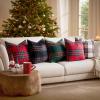 MIULEE Christmas Plaid Decorative Throw Pillow Covers Set of 2 Scottish Tartan Vintage Farmhouse Winter Cuhion Case Pillow Covers for Couch livingroom Sofa Bed Porch Home Decor 18x18inch Red(Green)