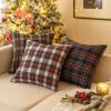 MIULEE Christmas Set of 2 Scottish Tartan Plaid Throw Pillow Covers Farmhouse Classic 18×18 Inch Red and White, 18×18 Pillow Inserts Pack of 2 Down Alternative Decorative Feather Throw Pillow Inserts