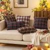 MIULEE Christmas Set of 2 Scottish Tartan Plaid Throw Pillow Covers Farmhouse Classic Decorative Outdoor Square Cushion Cases for Decor Sofa Couch 18×18 Inch, Green(Khaki)