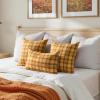 MIULEE Christmas Set of 2 Scottish Tartan Plaid Throw Pillow Covers Farmhouse Classic Decorative Outdoor Square Cushion Cases for Decor Sofa Couch 18×18 Inch, Green(Orange)