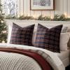 MIULEE Christmas Set of 2 Scottish Tartan Plaid Throw Pillow Covers Farmhouse Classic Decorative Outdoor Square Cushion Cases for Decor Sofa Couch 18×18 Inch, Green(Dark Blue)
