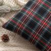 MIULEE Christmas Set of 2 Scottish Tartan Plaid Throw Pillow Covers Farmhouse Classic Decorative Outdoor Square Cushion Cases for Decor Sofa Couch 18×18 Inch, Green(Dark Blue)