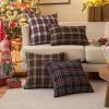 MIULEE Christmas Set of 2 Scottish Tartan Plaid Throw Pillow Covers Farmhouse Classic Decorative Outdoor Square Cushion Cases for Decor Sofa Couch 18×18 Inch, Green(Khaki)