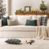 MIULEE Christmas Set of 2 Scottish Tartan Plaid Throw Pillow Covers Farmhouse Classic Decorative Outdoor Square Cushion Cases for Decor Sofa Couch 18×18 Inch, Green(Khaki and White)