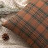 MIULEE Christmas Set of 2 Scottish Tartan Plaid Throw Pillow Covers Farmhouse Classic Decorative Outdoor Square Cushion Cases for Decor Sofa Couch 18×18 Inch, Green(Orange and Green)